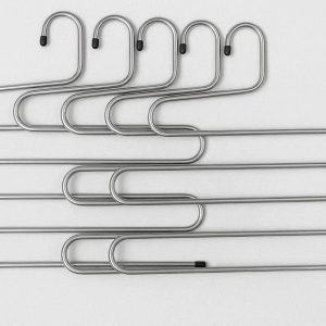 Sturdy Metal S Shaped Hangers For Pants And Jeans Organization Set Of Five For Space Saving