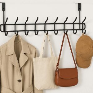 Heavy Duty Over The Door Hanger Hook Rack With Twelve Hooks For Coats Hats And Daily Bags