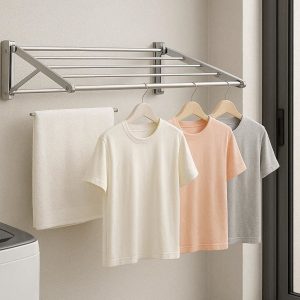 Space Saving Folding Wall Mounted Clothes Drying Rack For Laundry Room And Balcony Storage