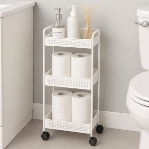Slim Rolling Bathroom Cart With Wheels For Gap Storage And Organized Toiletry Paper Management