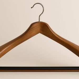 Solid Wood Suit Hanger With Extra Wide Shoulders And Non Slip Bar For Professional Closet Care